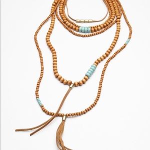 Free people Tibetan Sunrise wood bead necklace